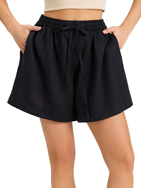 Шорты женские короткие серии LINEN, цвет черный