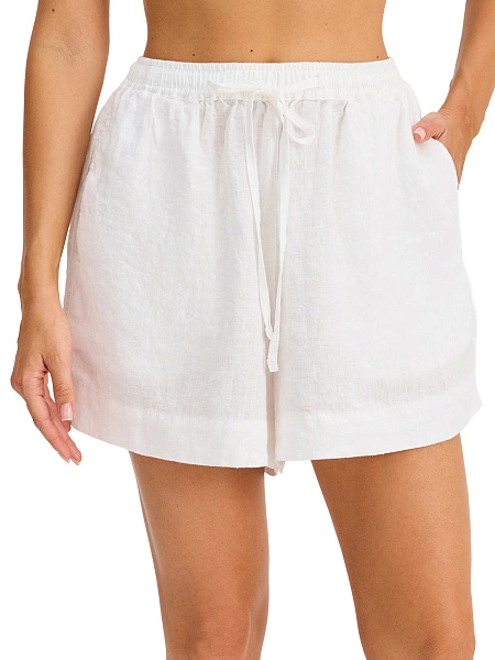 LINEN Шорты женские casual, цвет белый