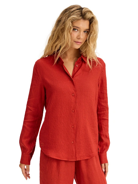 LINEN Рубашка женская slim, цвет терракот