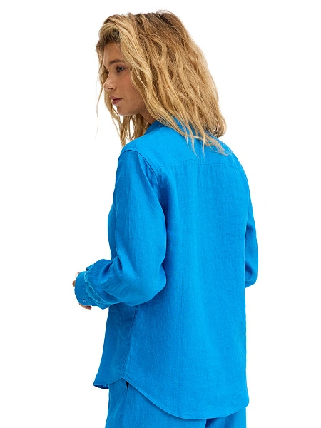 LINEN Рубашка женская slim, цвет лазурный