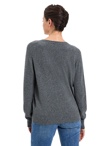 Джемпер Cashmere&Merino blend V-вырез, цвет серый меланж
