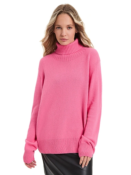 Свитер женский Cashmere&Merino blend oversize, цвет розовый фламинго
