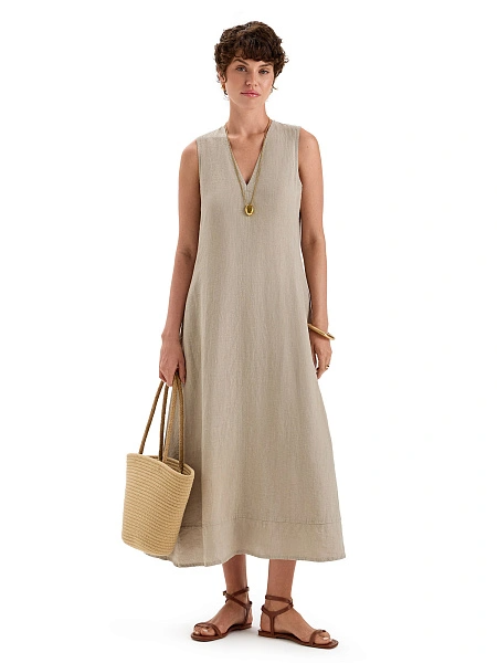LINEN Платье женское, цвет бежевый