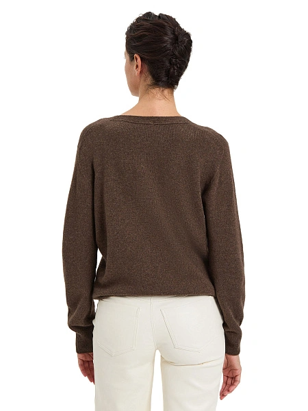Джемпер Cashmere&Merino blend V-вырез, цвет серо-коричневый