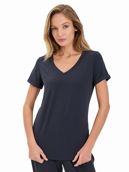 Футболка женская с V-вырезом серии Bamboo, цвет темно-серый