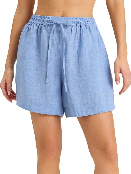 Шорты женские короткие серии LINEN, цвет голубой пепельный