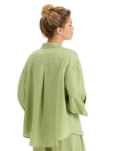 Рубашка женская c широкими рукавами серии LINEN, цвет фисташковый