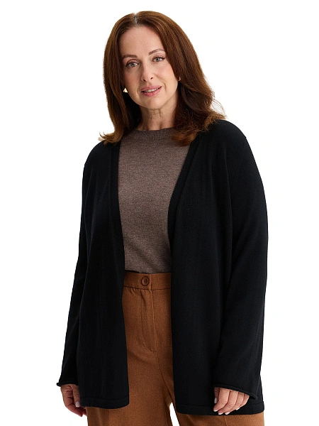 Merino Base Кардиган женский plus size, цвет черный
