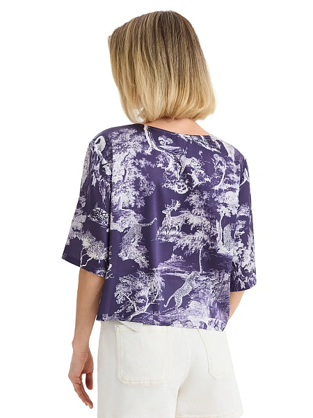 Топ женский серии SILK, цвет принт темный toile de jouy