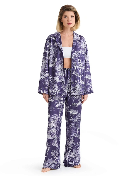 Костюм пижамный из шелка, цвет принт темный toile de jouy