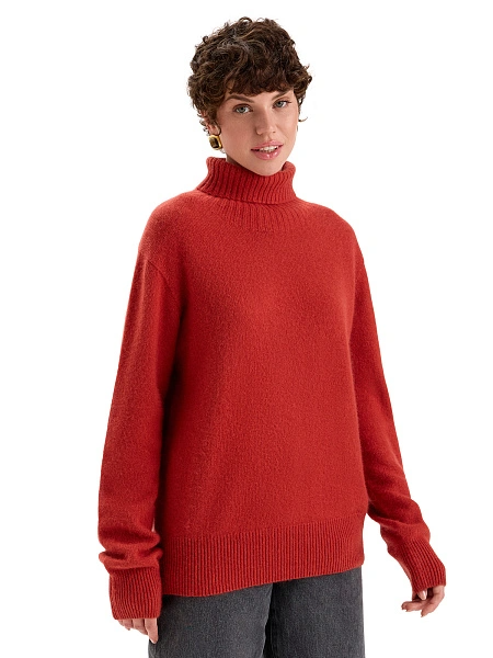 Свитер из пуха ангорского кролика, цвет терракот