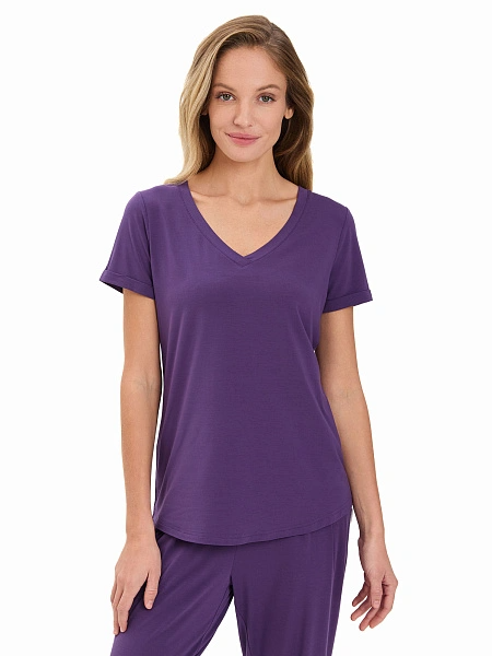 Футболка женская с V-вырезом серии Bamboo, цвет фиолетовый
