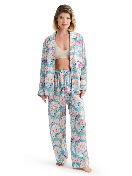 Костюм пижамный из шелка, цвет принт seashells