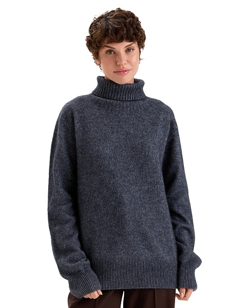 Свитер из пуха ангорского кролика, цвет серый меланж