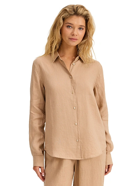 LINEN Рубашка женская slim, цвет песочный