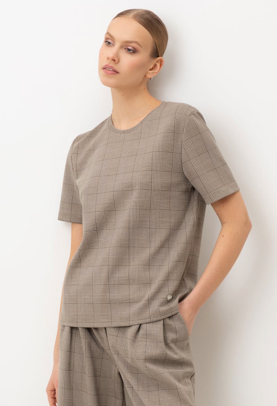 VN Фуфайка ЕВТ 3335 кремовый, клетка глен VN