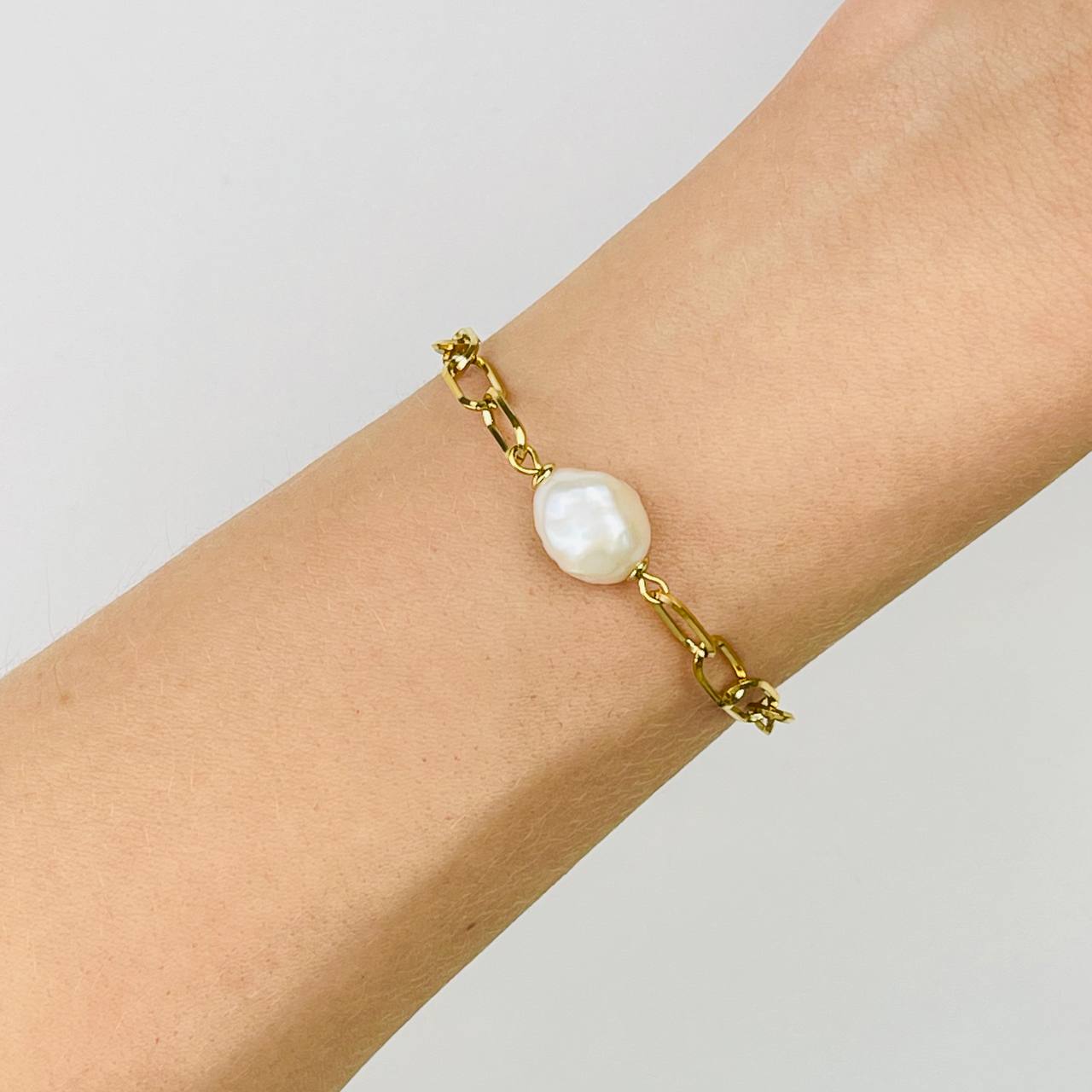 Радуга Самоцветов Браслет на цепочке с Жемчугом