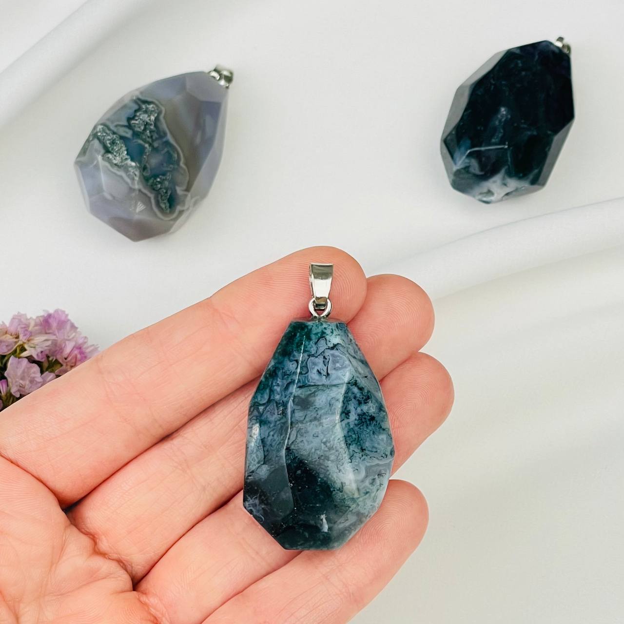 Радуга Самоцветов Кулон из Мохового агата