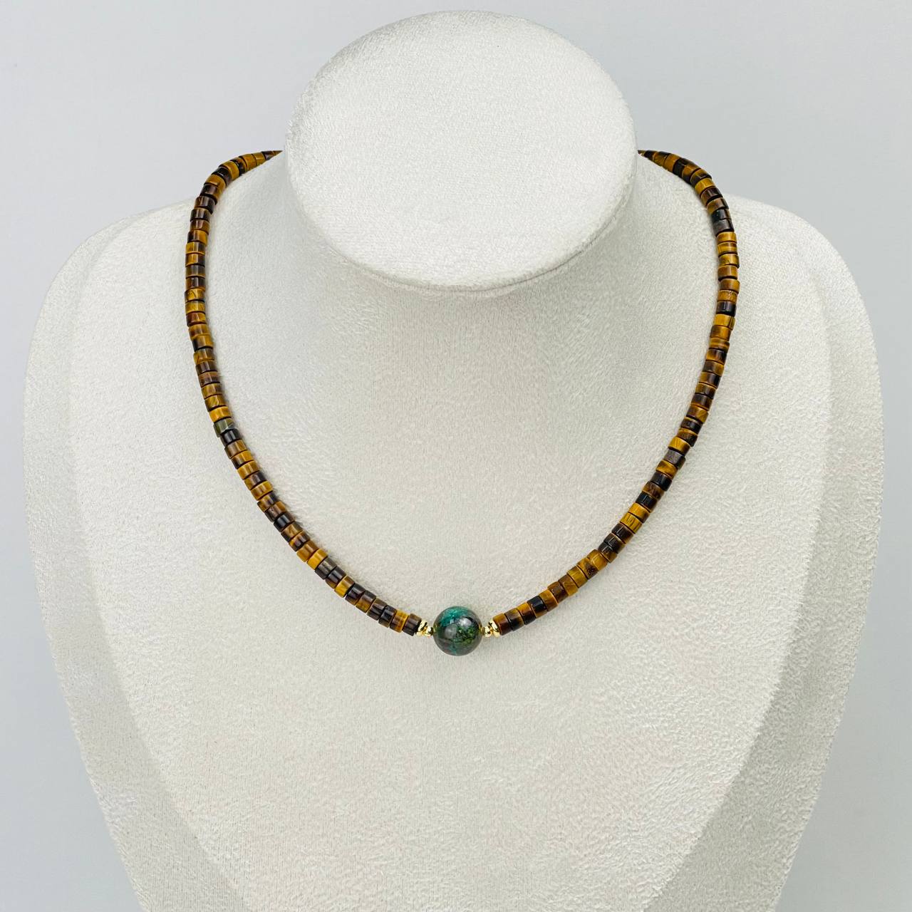 Радуга Самоцветов Чокер из Тигрового глаза и Хризоколлы