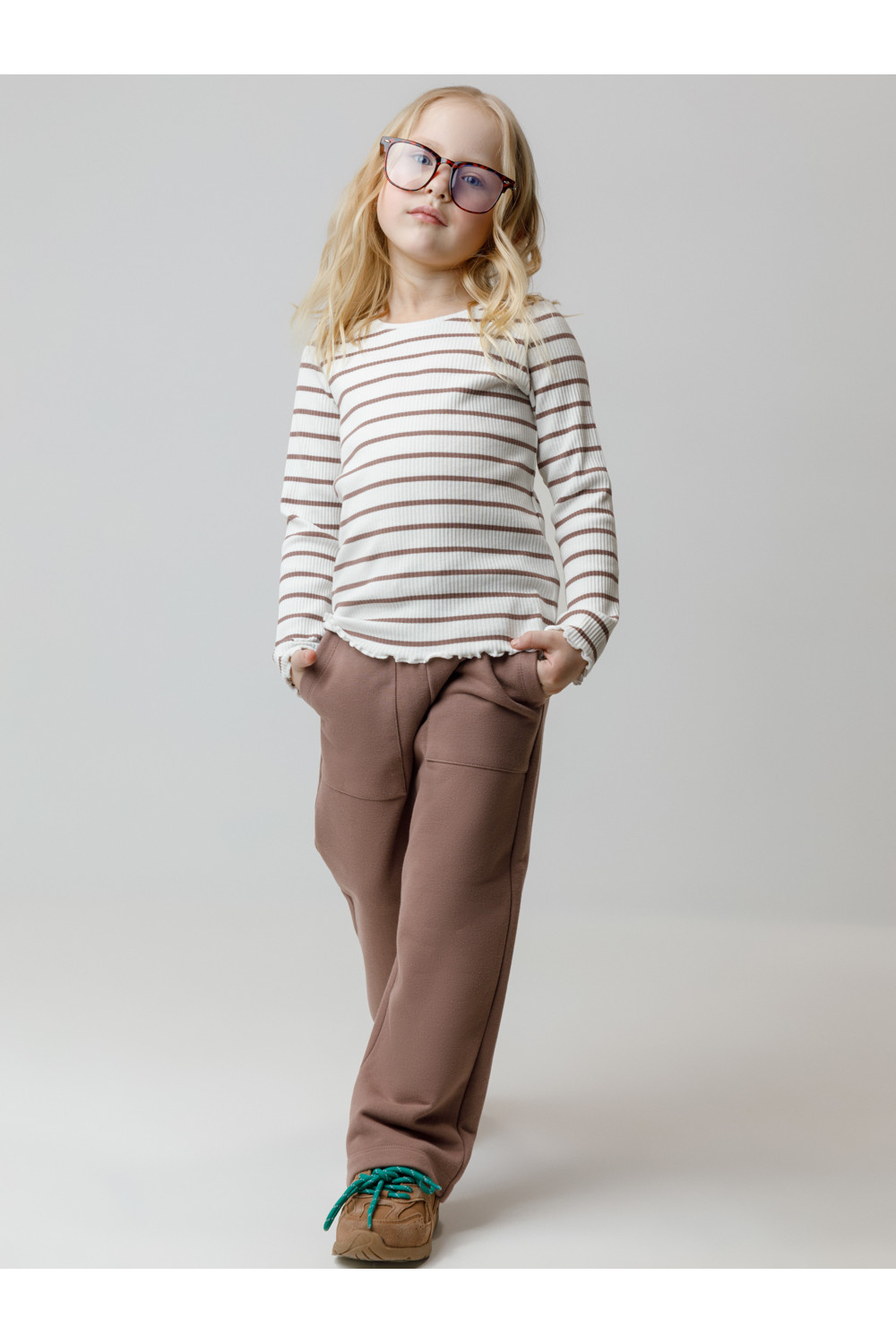 Crockid Лонгслив КР 302820 сахар, капучино, полоска к631 Crockid