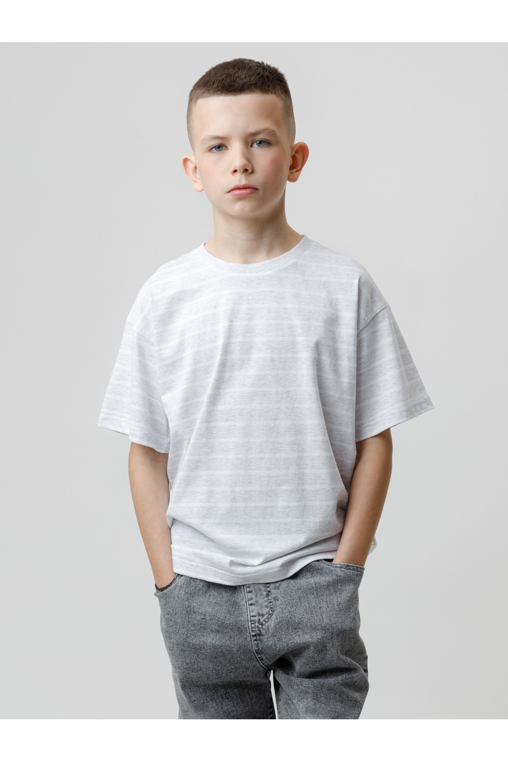 Crockid Фуфайка КР 302912 св.серый меланж, полоска к634 Crockid