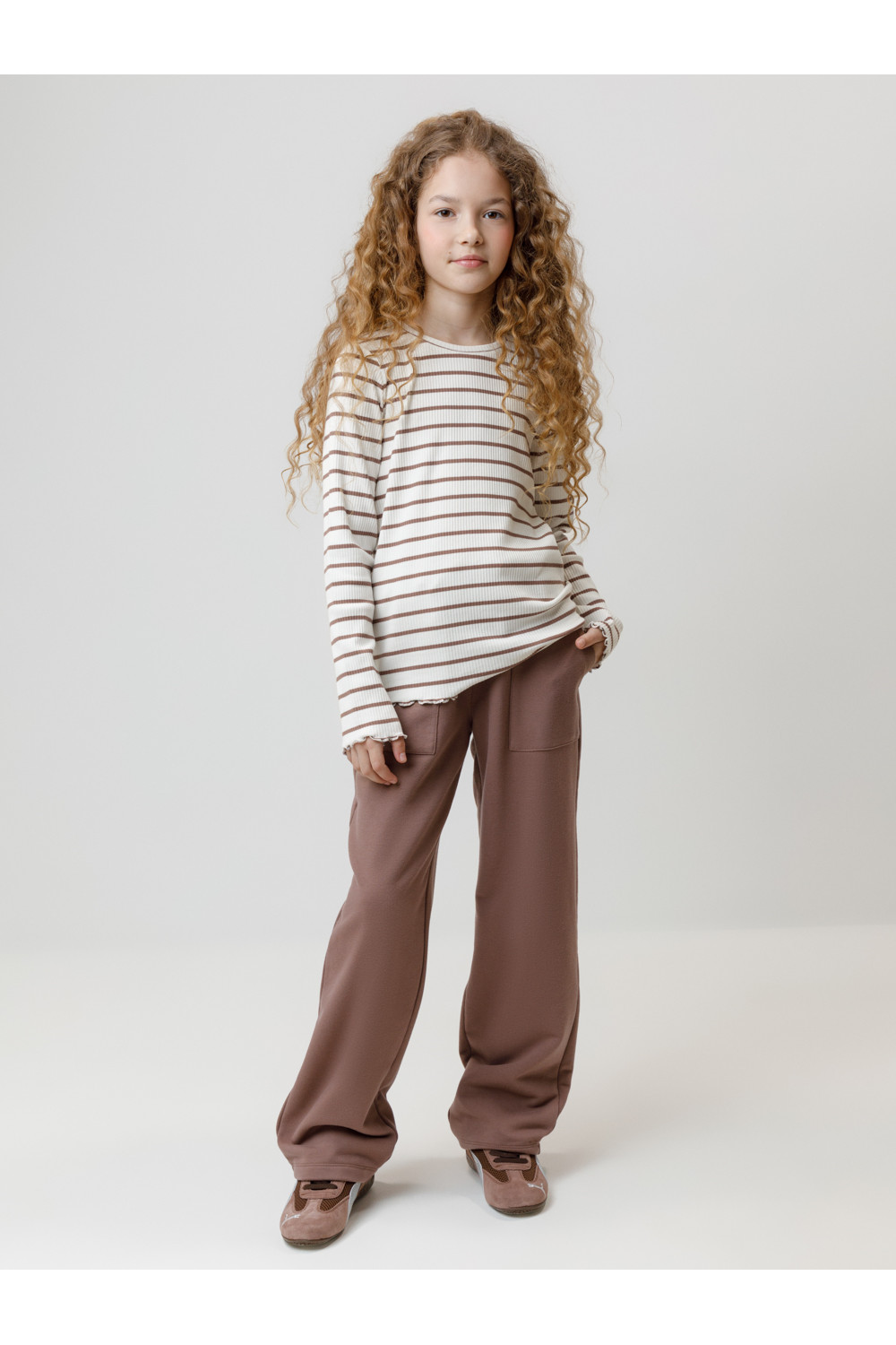Crockid Лонгслив КР 302820 сахар, капучино, полоска к633 Crockid