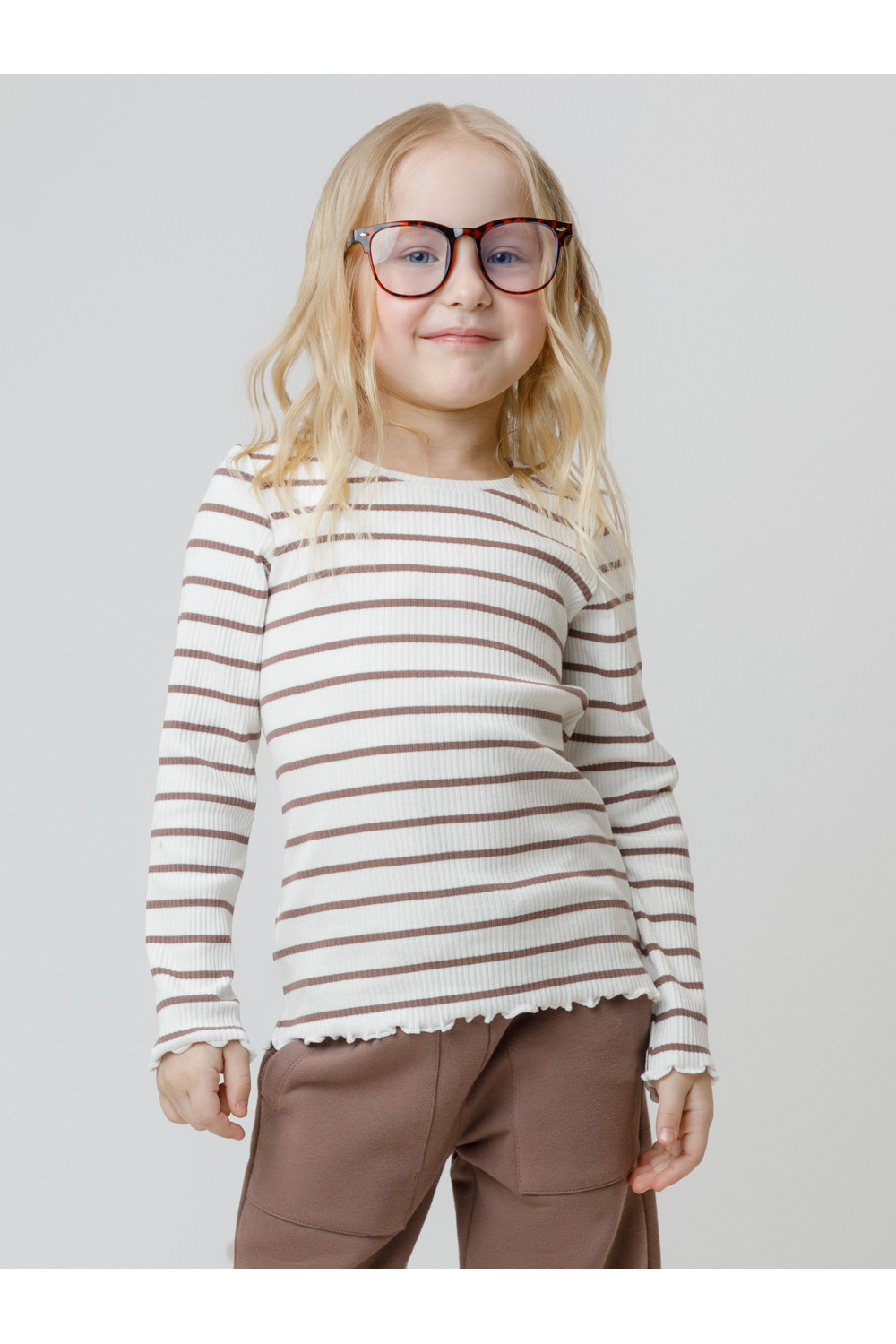 Crockid Лонгслив КР 302820 сахар, капучино, полоска к631 Crockid