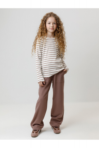 Crockid Лонгслив КР 302820 сахар, капучино, полоска к633 Crockid