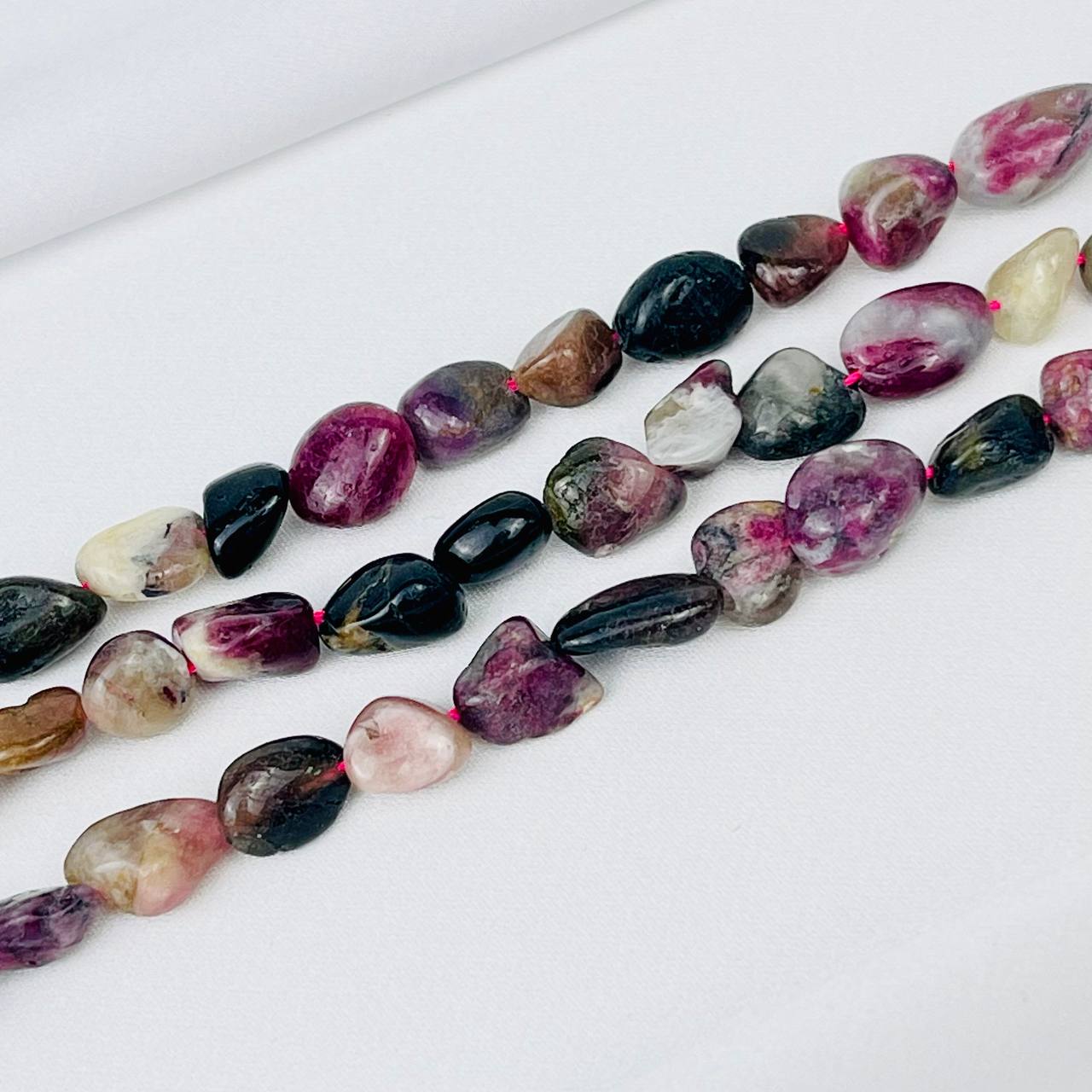 Радуга Самоцветов Бусины для украшений из Турмалина микс (галтовка)