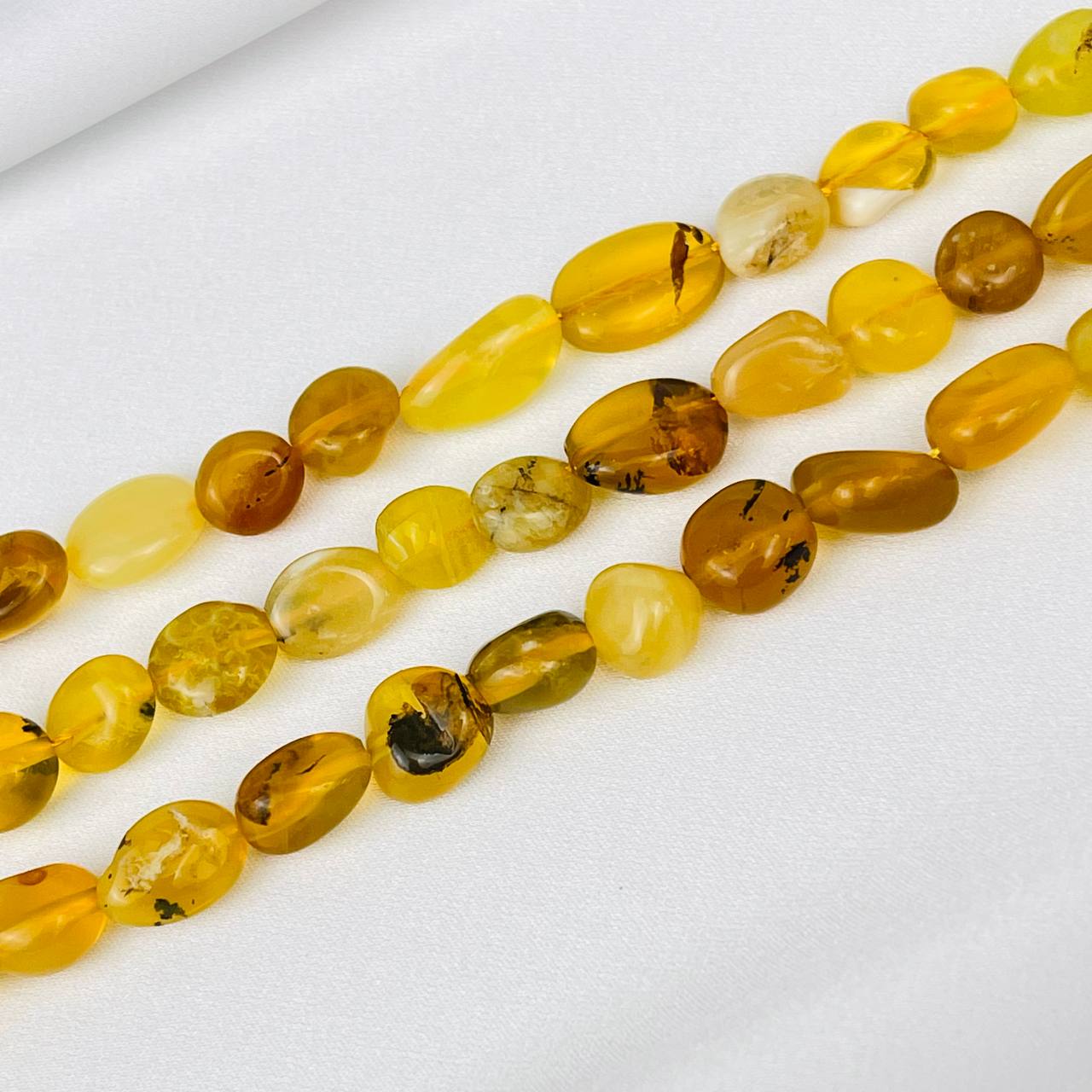 Радуга Самоцветов Бусины для украшений из желтого Опала (галтовка)