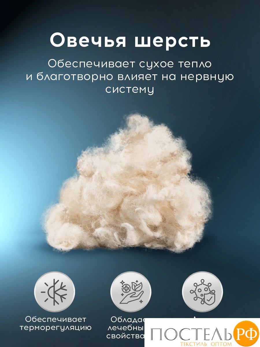 MedSleep ARIES Стеганый Hаматрасник 90х200, 1пр, хлопок/шерсть/микровол. 200 гр/м2