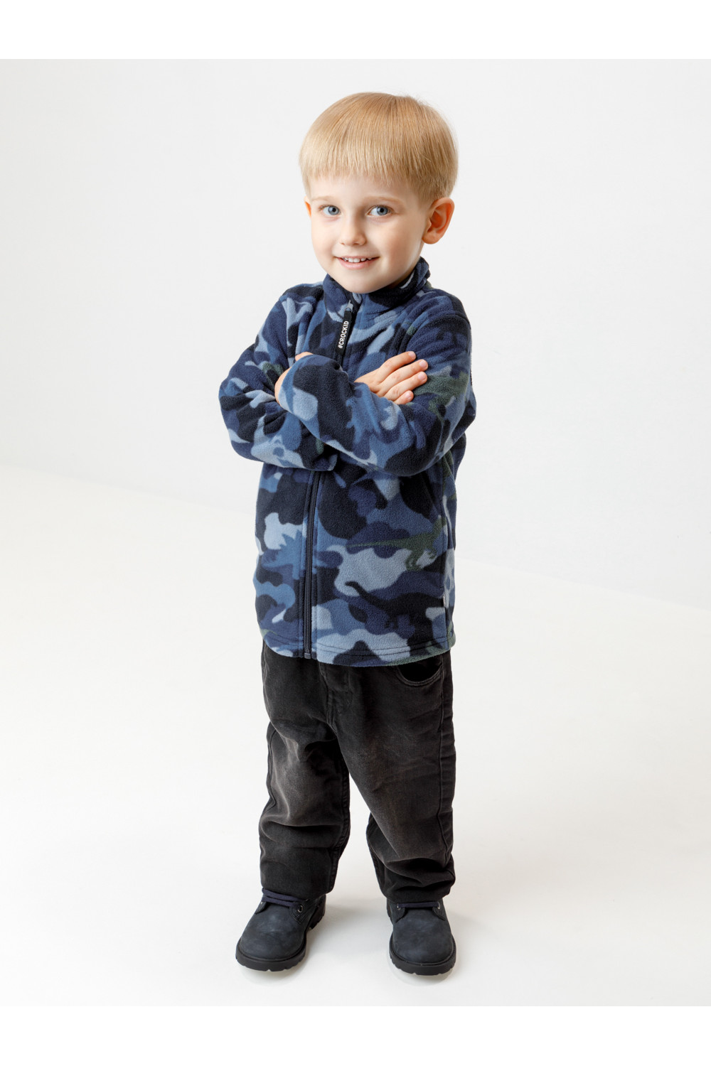 Crockid Куртка ФЛ 34025-1/н/48 ГР синий, динозавры Crockid