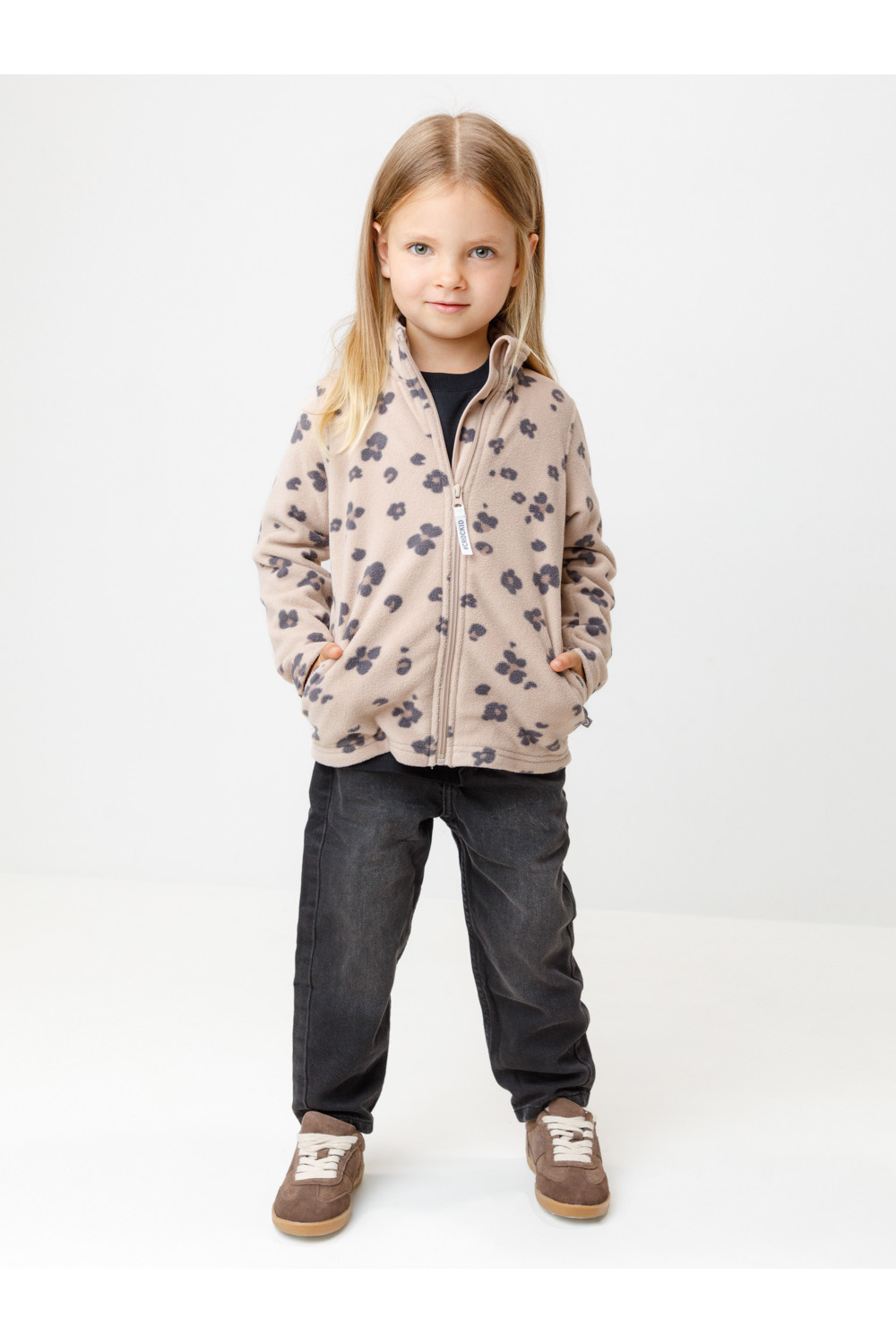 Crockid Куртка ФЛ 34025/н/44 ГР светло-бежевый, цветочки пятнышки Crockid