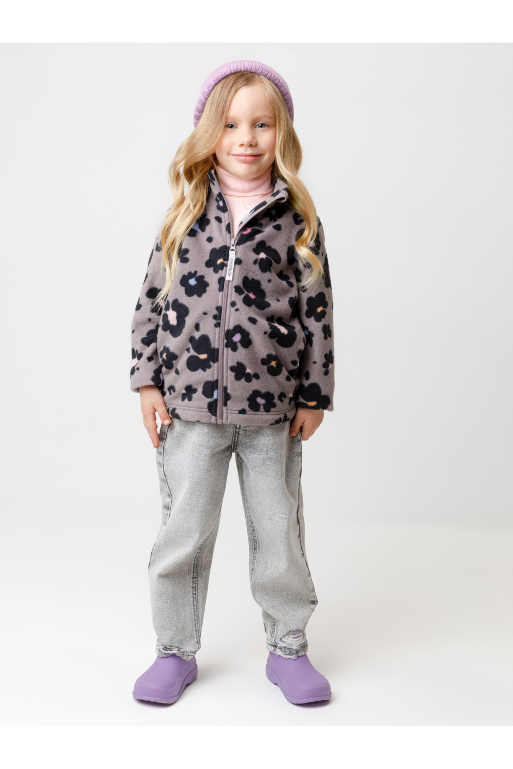 Crockid Куртка ФЛ 34025-1/н/43 ГР розово-бежевый, цветочный леопард Crockid