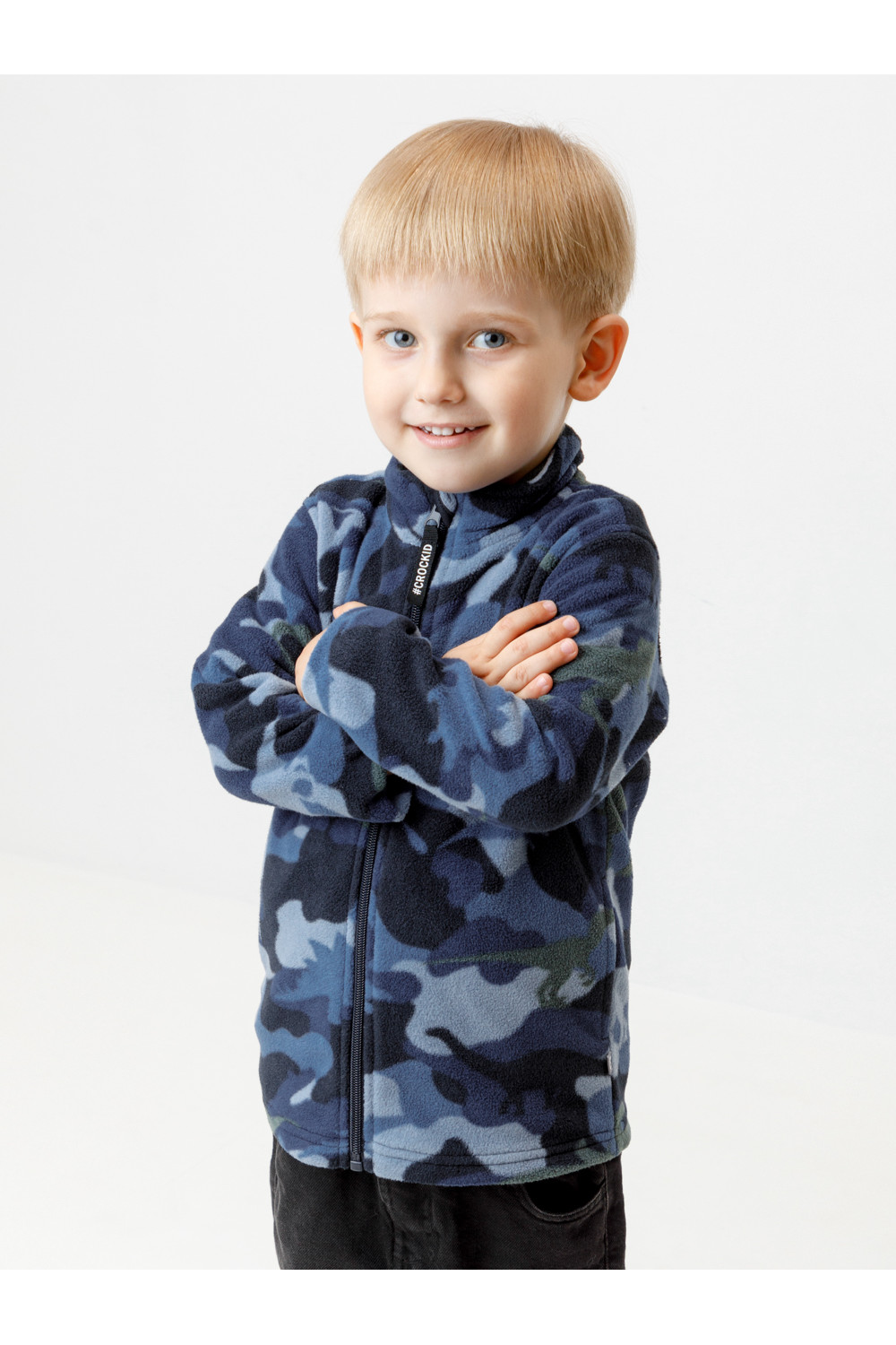 Crockid Куртка ФЛ 34025/н/48 ГР синий, динозавры Crockid