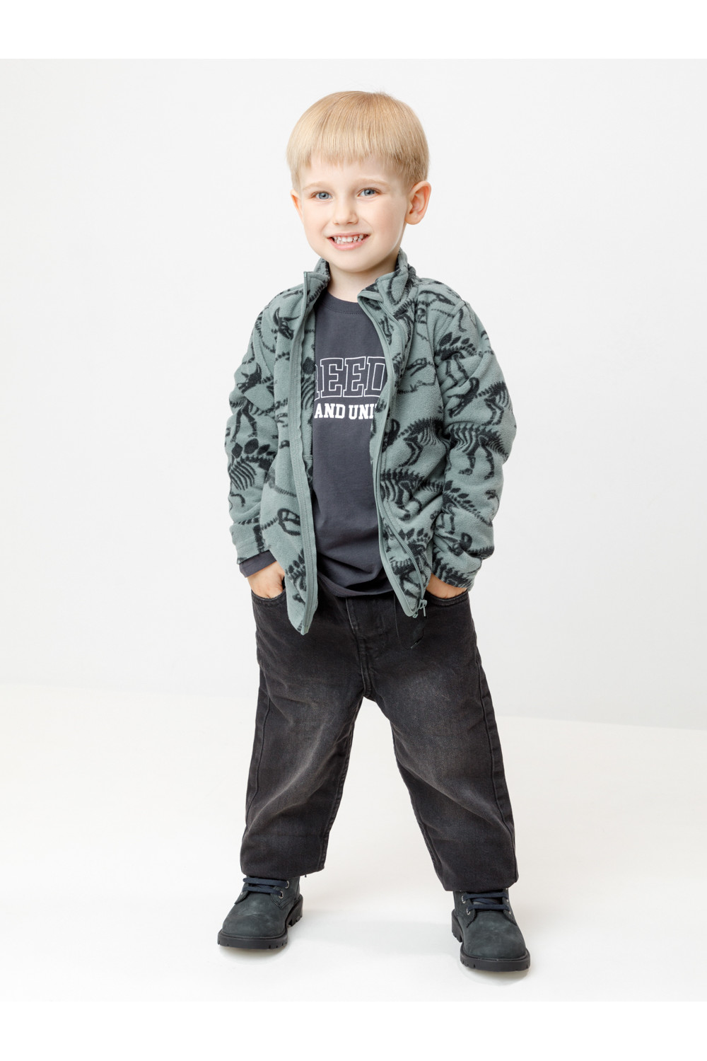 Crockid Куртка ФЛ 34025/н/49 ГР хаки, скелеты динозавров Crockid