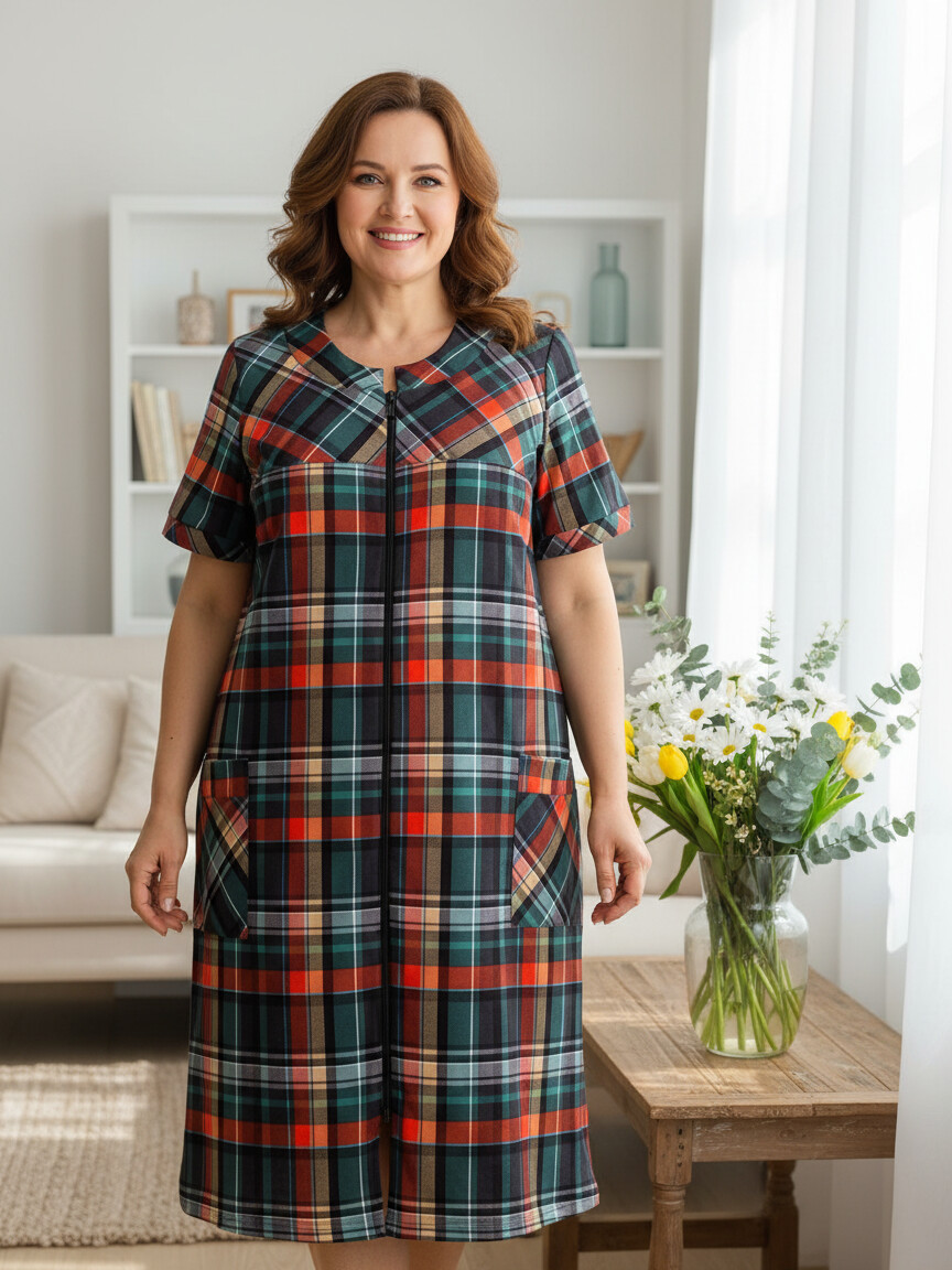 Халат женский кулирка на молнии