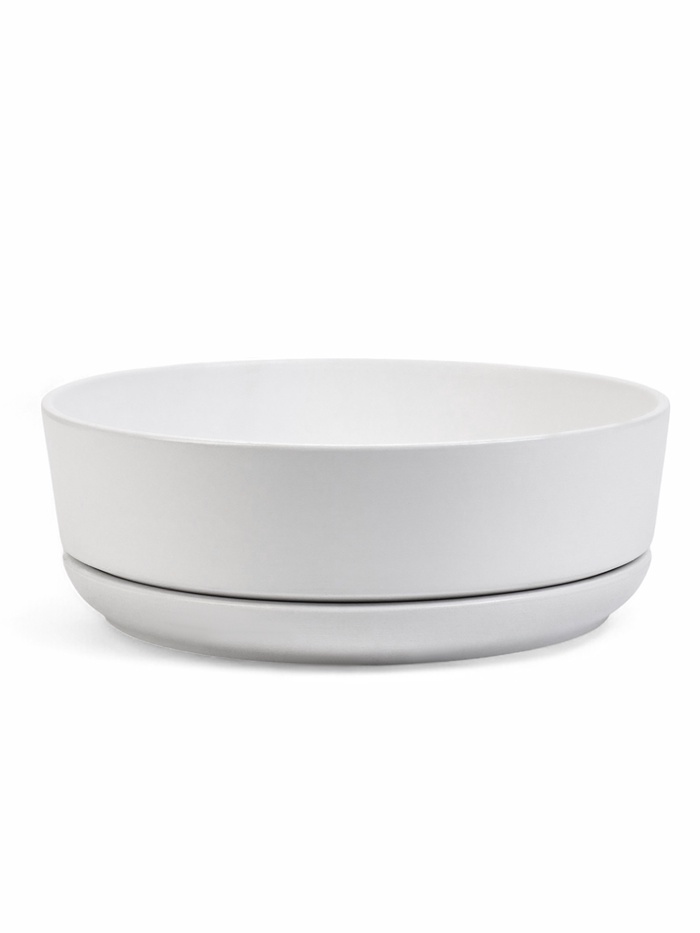 Горшок - бонсайница «Огма», для кактусов и суккулентов, 3 л, d=26 см, h=8 см, керамика, с поддоном, белый