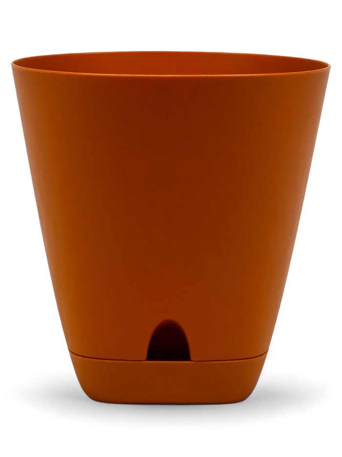 Горшок для цветов «Гранд», 2 л, d=14.5 см, h=15 см, пластиковый, с прикорневым поливом, коричневый