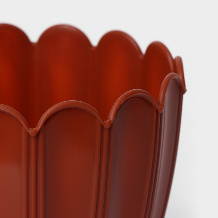 Горшок для цветов с поддоном «Хризантема», 2.1 л, d=16.5 см, h=14.8 см, пластиковый, терракот