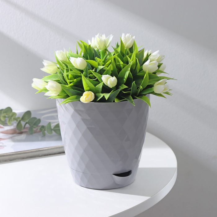 Горшок для растений с прикорневым поливом «Румба», 1.5 л, пластик, цвет серый шёлк