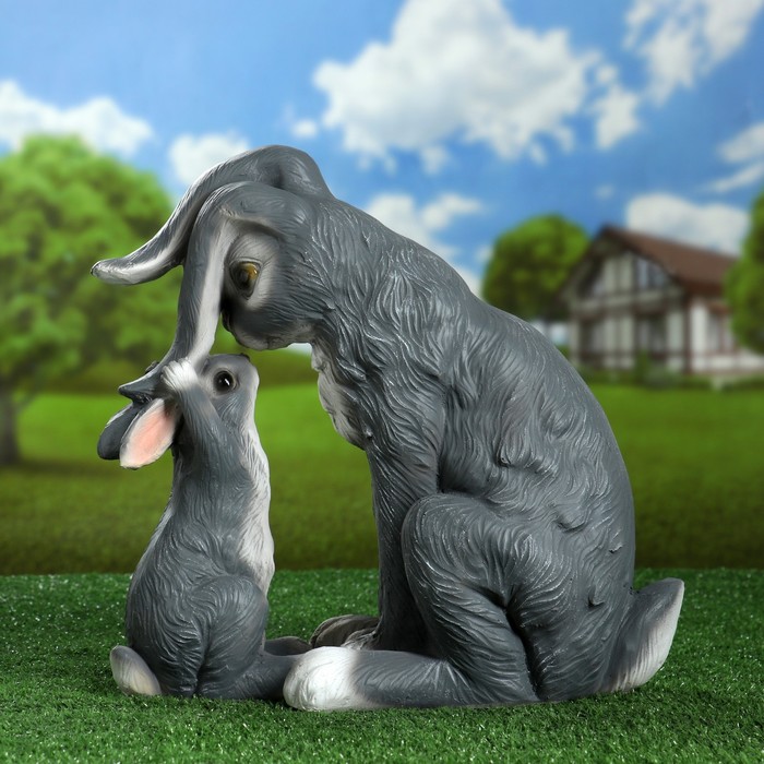 Садовая фигура из полистоуна «Зайчиха и зайчонок», 36×34 см