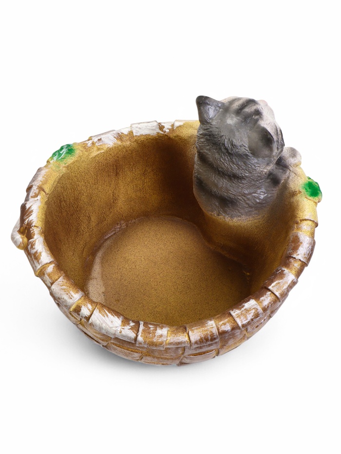 Фигурное кашпо из гипса «Котёнок в корзинке», 23×21×18 см