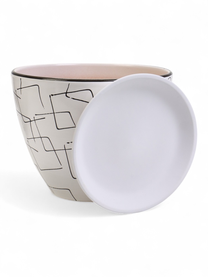 Горшок для цветов «Иллюзия», 8 л, d=30 см, h=23 см, с поддоном, керамика, белый