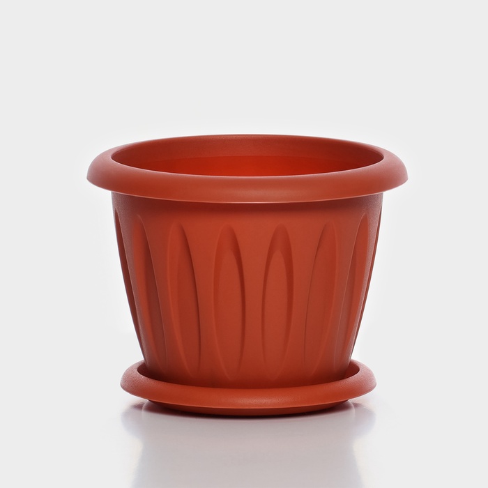 Горшок для цветов с поддоном «Фелиция», 900 мл, d=14.2 см, h=11 см, цвет терракотовый