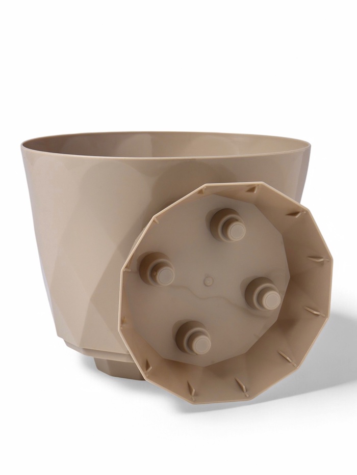 Горшок для цветов с поддоном Laurel, 2.3 л, d=17.5 см, h=15 см, пластиковый, бежевый