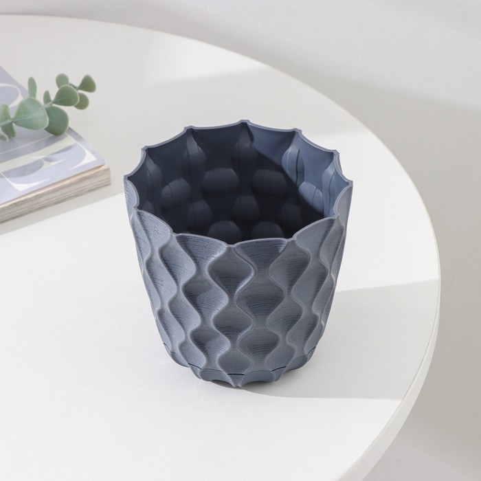 Горшок для цветов с поддоном «Wave», 0.65 л, d=11.5 см, серый