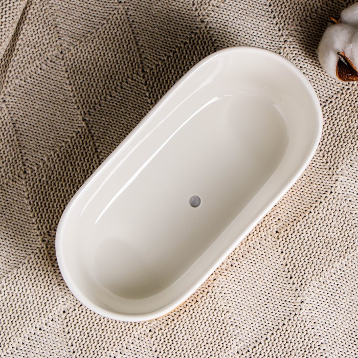 Горшок для кактусов и суккулентов «Эко бонсай», 500 мл, 17×9×6 см, керамика, с поддоном, белый