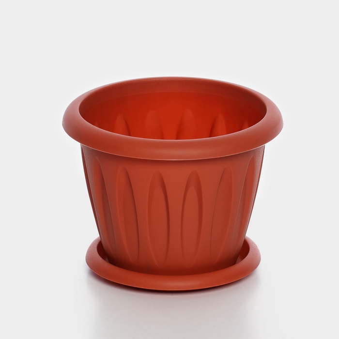 Горшок для цветов с поддоном «Фелиция», 900 мл, d=14.2 см, h=11 см, цвет терракотовый