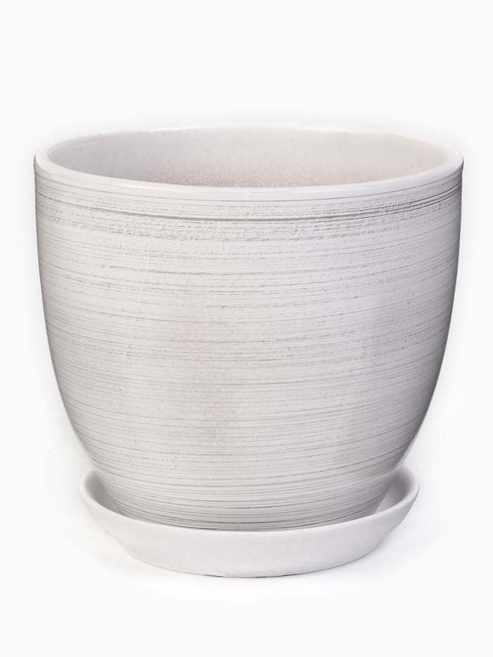 Набор горшков для цветов «День», 4 шт., с поддоном, 0.4 / 1 / 2.5 / 5 л, керамика, белые